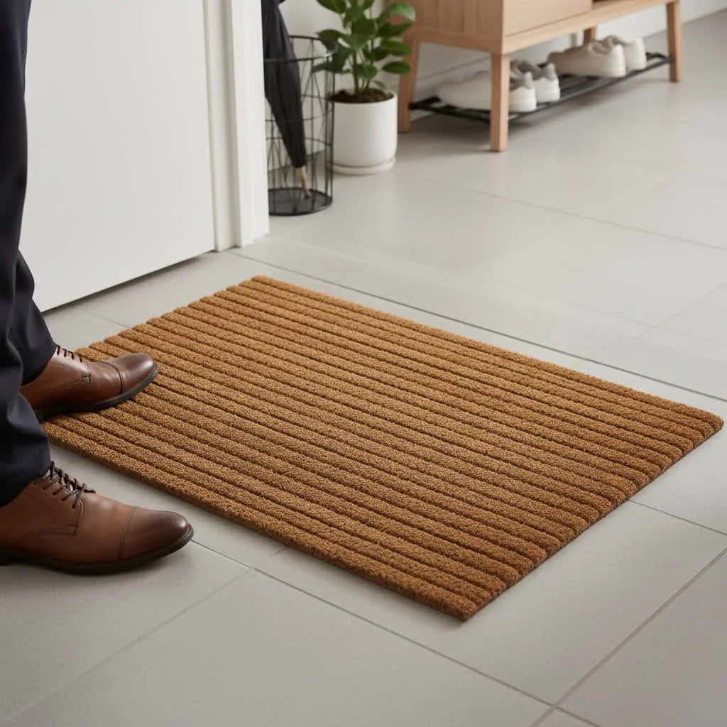 Valentine's Day door mat with hearts and love message