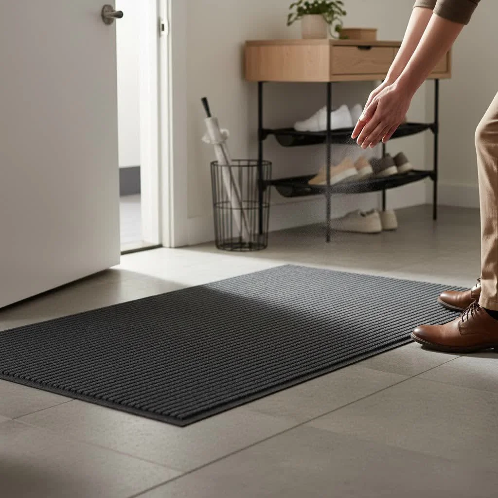 Ruggable door mat with a modern geometric pattern