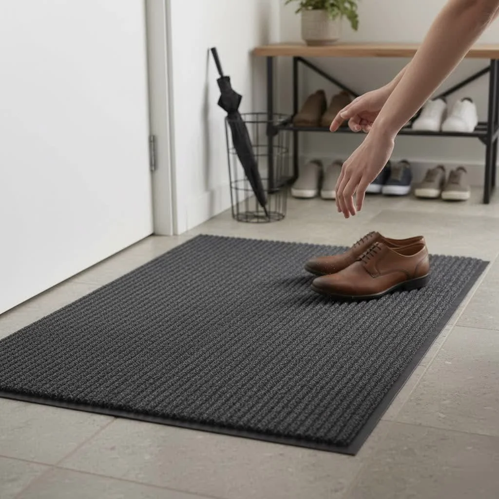 Elegant double door mat on a grand entryway