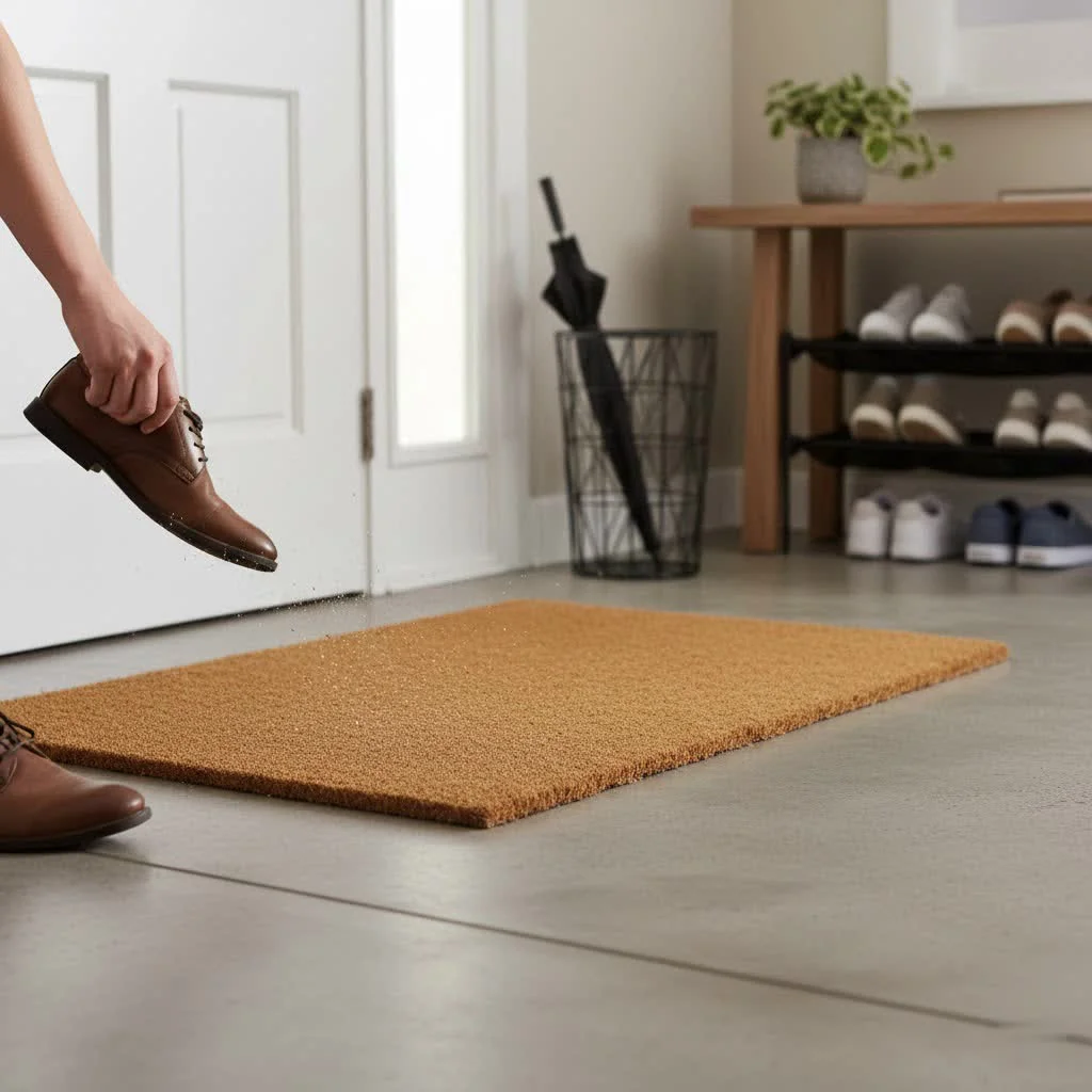 Cat door mat with paw prints